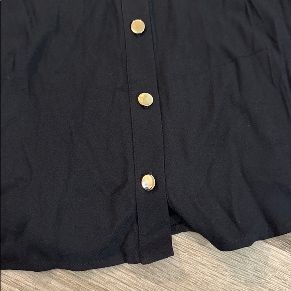 Reformation Hugh Black Collared Long Sleeve Mini Dress Gold Button Sz 2 - Picture 7 of 8